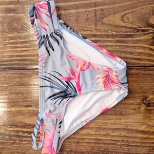 Pink Victoria's Secret Floral Gray Swimsuit Bottom Small